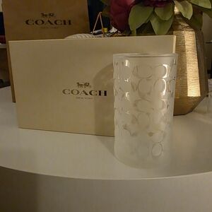Coach Set Of Three Frosted Signature C Drinking Glasses